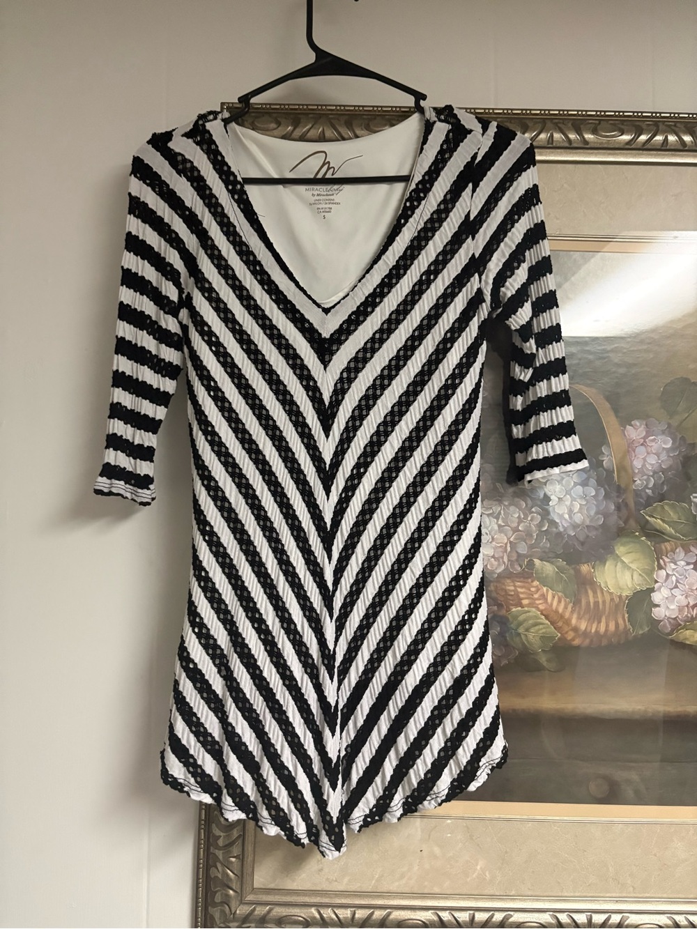 Miraclesuit Black & White Striped V-Neck Tunic